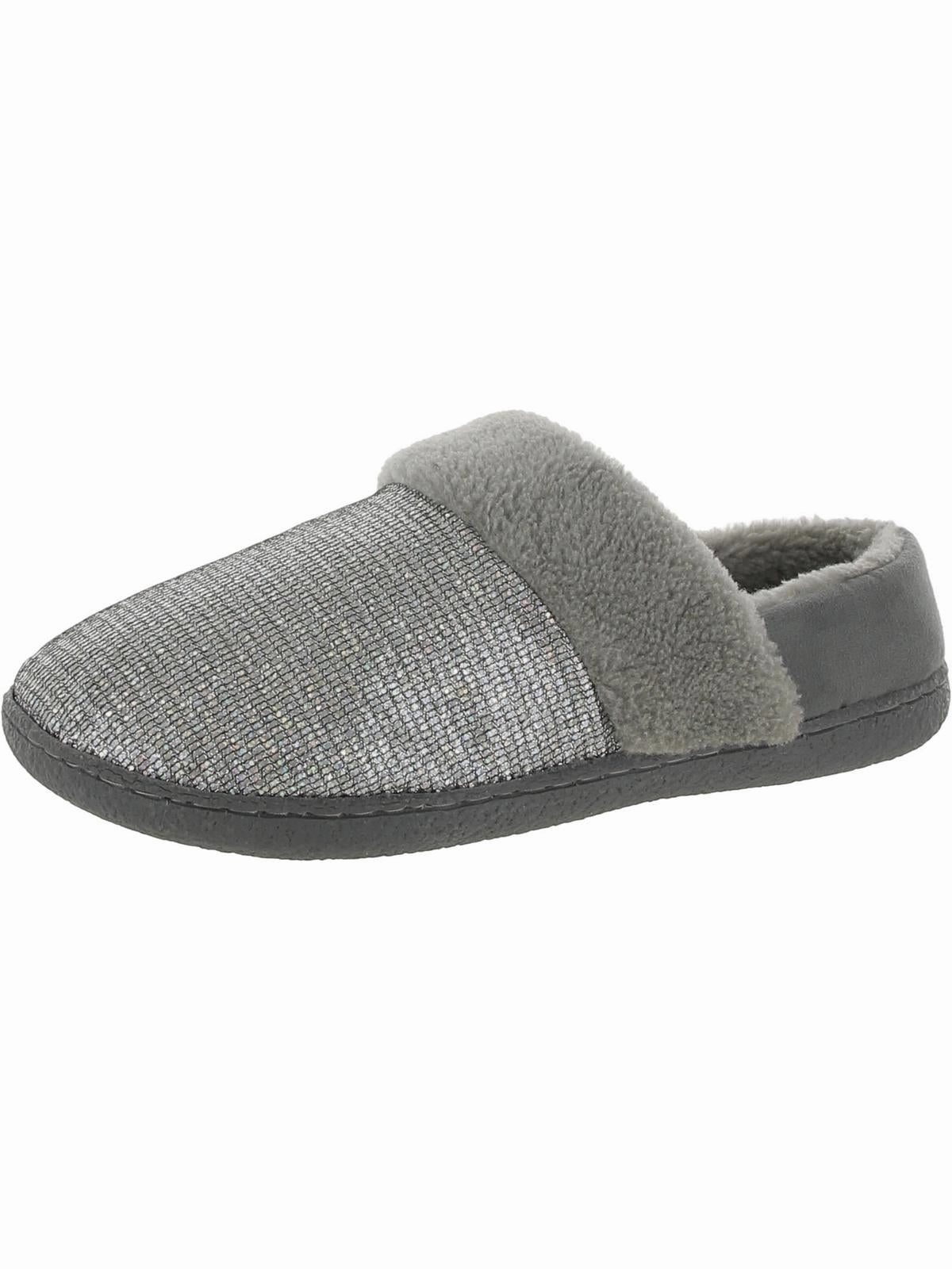 Siesta 8 Womens Faux Fur Glitter Loafer Slippers
