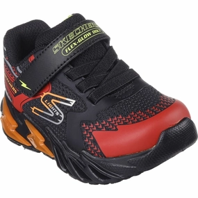 Skechers Boys Flex Glow Bolt Sneakers Black Red Kids Sneakers with Laces sale
