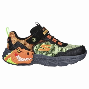 Skechers Dino Lights Sneakers Black Orange Kids Light-Up Shoes on sale
