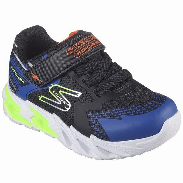 Skechers Flex Glow Bolt Sneakers Black Blue Kids Light-Up Shoes on sale