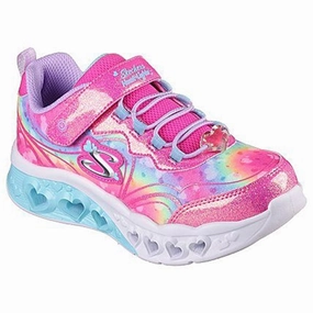 Skechers Flutter Heart Light Sneakers With Multi Glitter Hot Pink Lavender Kids Light-Up Shoes on sale