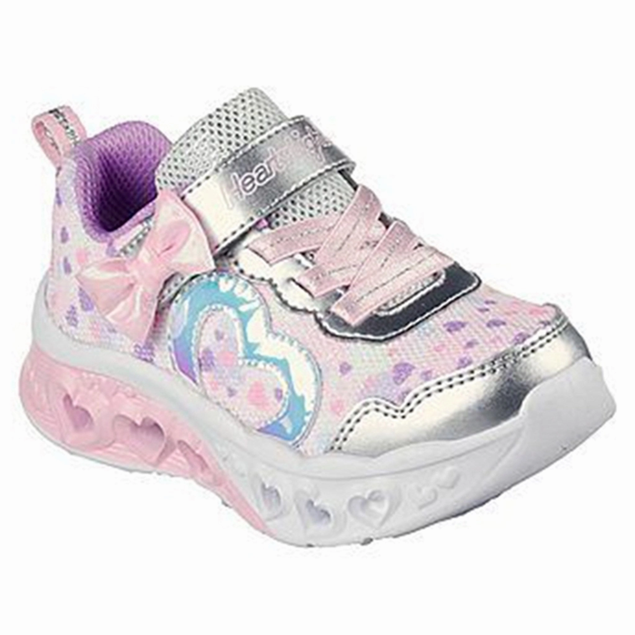 Skechers Flutter Heart Lights Sneakers Silver Lt. Pink Kids Light-Up Shoes on sale