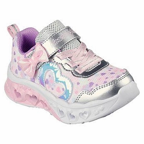 Skechers Flutter Heart Lights Sneakers Silver Lt. Pink Kids Light-Up Shoes on sale