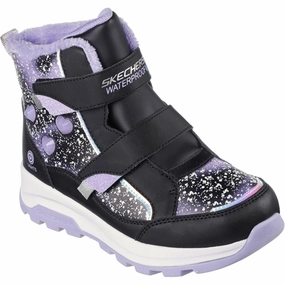 Skechers Girls Storm Blazer Waterproof Boots Black Lavender Cheap Kids Winter Footwear