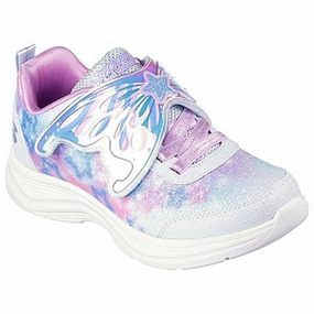 Skechers Glimmer Kichs Fairy Chaser Light Sneakers Light Blue Lavender Kids Velcro Sneakers discount