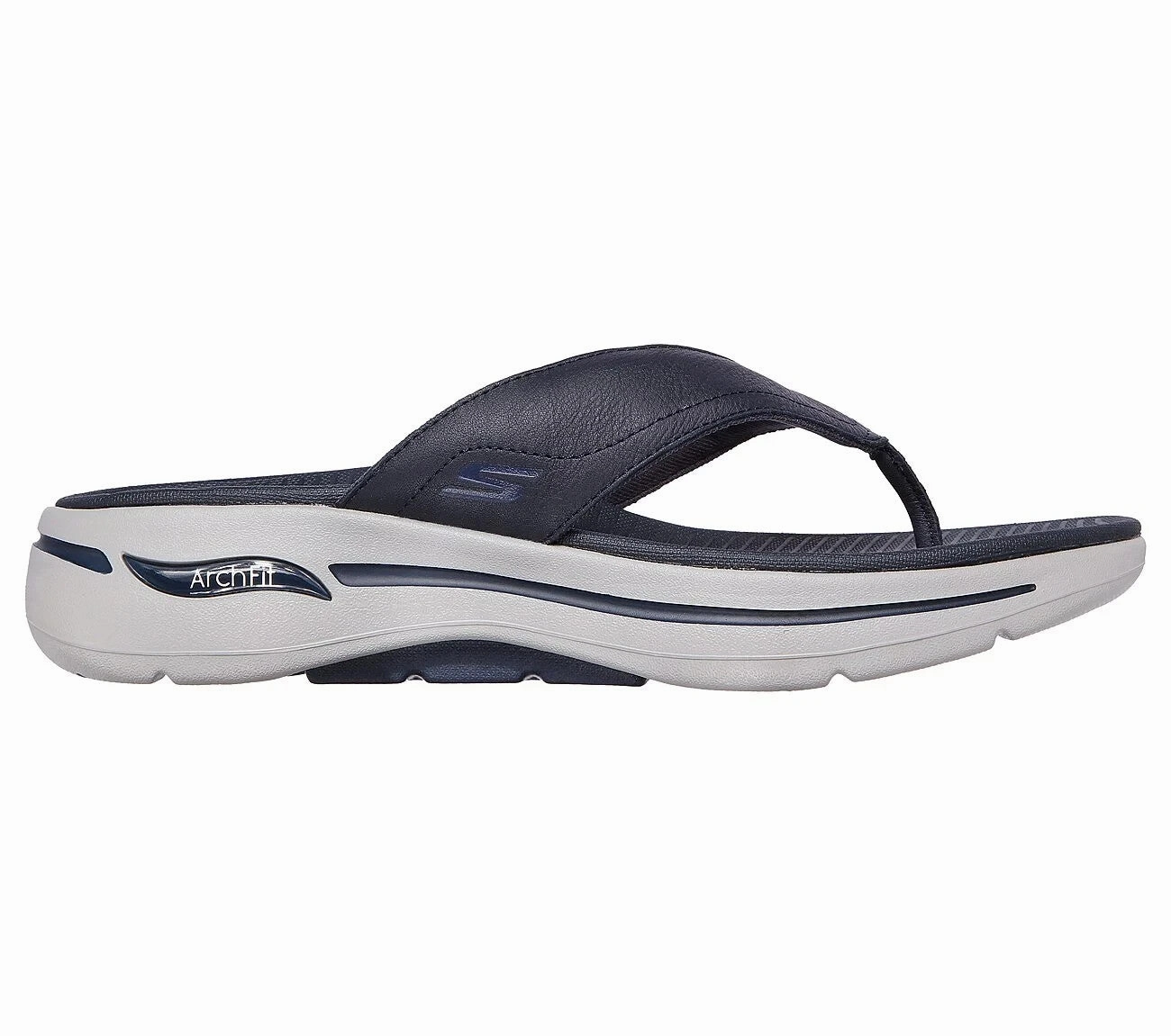 Skechers Go Walk Arch Fit 229022-NVY Sandals Mens 9 Navy Leather Thong EEE4032