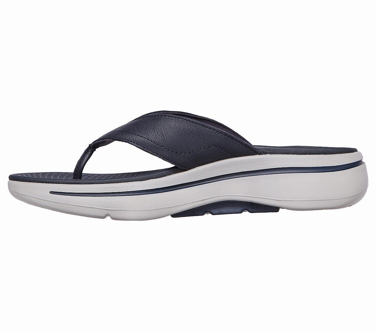 Skechers Go Walk Arch Fit 229022-NVY Sandals Mens 9 Navy Leather Thong EEE4032
