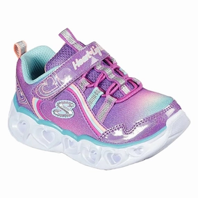 Skechers Hearts Lights Sneakers Rainbow Lux Purple Multicolor Kids Light-Up Shoes on sale