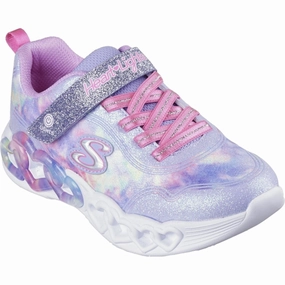 Skechers Infinite Heart Lights Cloud Dye Print Sneakers Lavender Multicolor Kids Light-Up Shoes on sale