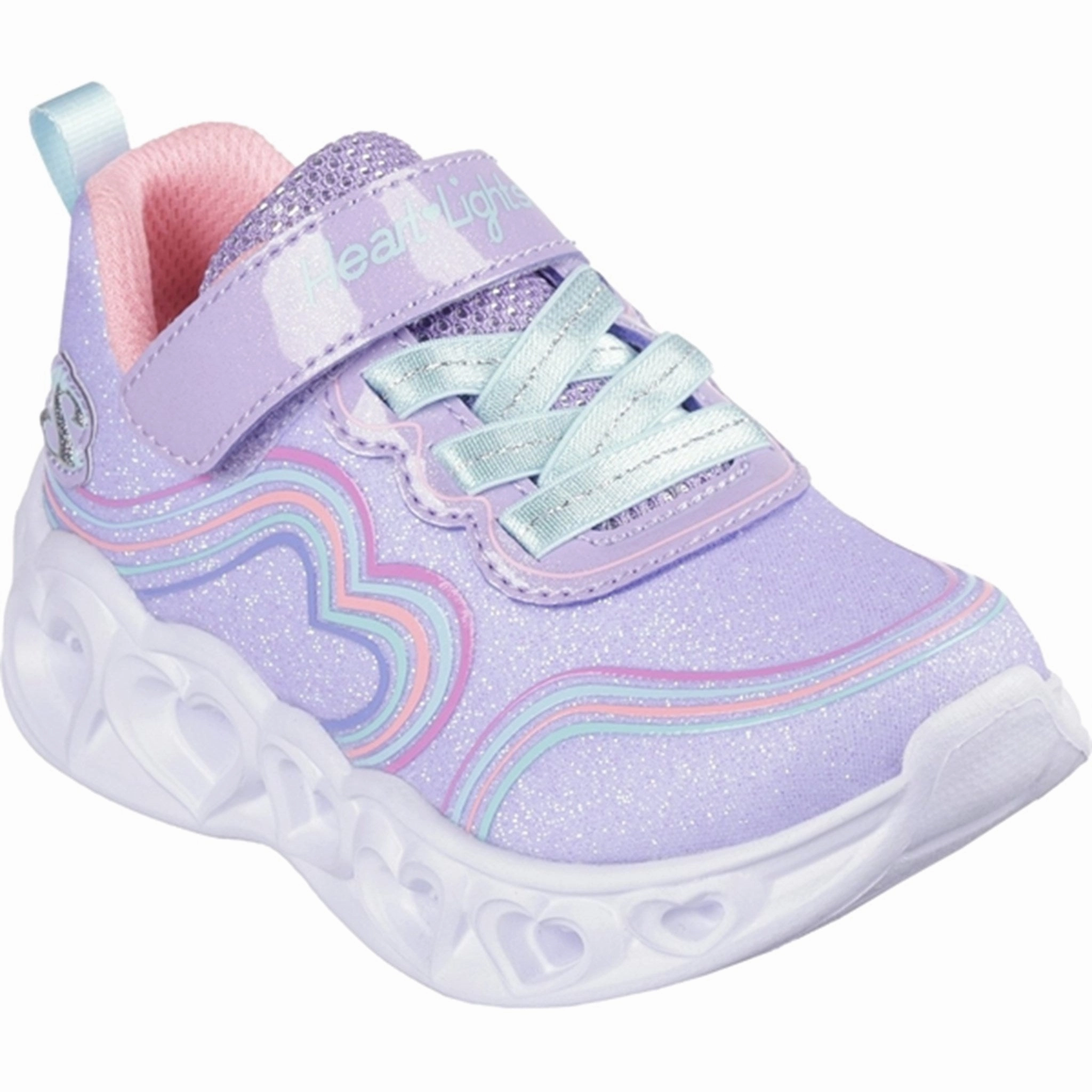 Skechers Lighted Hearts Sparkle Sneakers Lavender Multicolor Kids Light-Up Shoes on sale