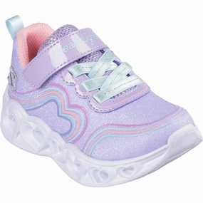 Skechers Lighted Hearts Sparkle Sneakers Lavender Multicolor Kids Light-Up Shoes on sale