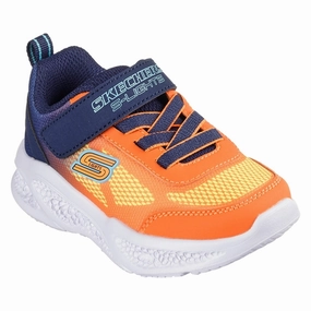 Skechers Meteor-Lights Sneakers Navy Orange Kids Light-Up Shoes on sale