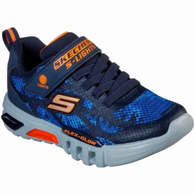 Skechers S-Lights Flex Glow Sneakers Rondler Navy/Orange Kids Sneakers with Laces sale