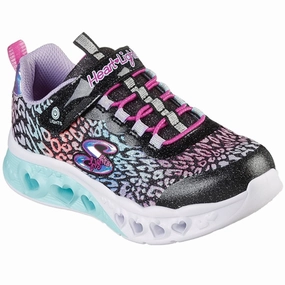 Skechers S-Lights Flutter Heart Lights Black Multi Kids Light-Up Shoes on sale