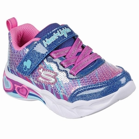Skechers S-Lights Heart Lights Sneakers Lets Shine Navy Multicolor Kids Velcro Sneakers discount