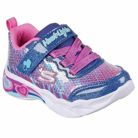 Skechers S-Lights Heart Lights Sneakers Lets Shine Navy Multicolor Kids Sneakers with Laces sale