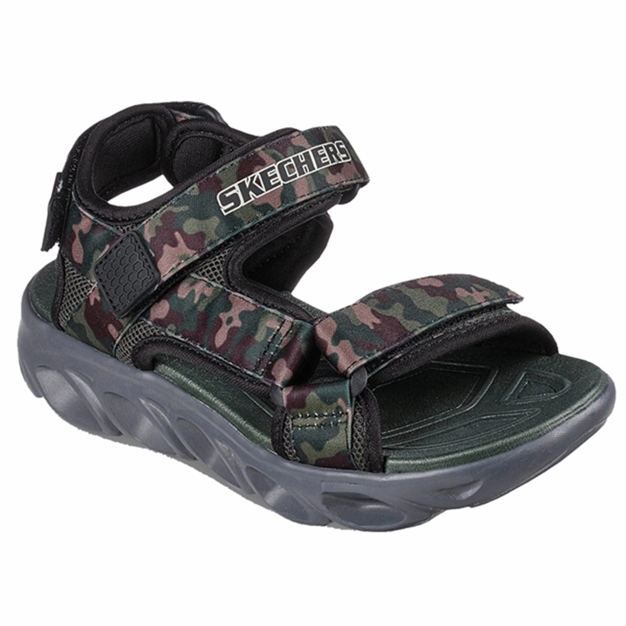 Skechers S-Lights Hypno-Splash Sneakers Sun Breaks Black Olive Kids Light-Up Shoes on sale