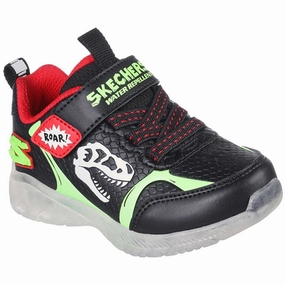Skechers S-Lights Illumi Brights Sneakers Dino Glow Black/Lime Kids Velcro Sneakers discount
