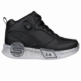 Skechers S-Lights Remix Black Kids Light-Up Shoes on sale