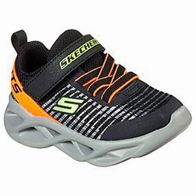Skechers S-Lights Twisty Brights Sneakers Black/Orange Kids Sneakers with Laces sale