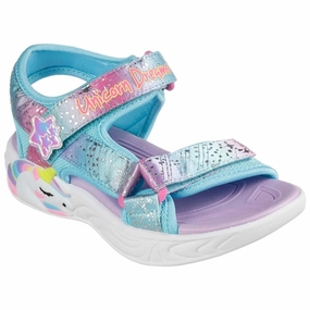 Skechers S-Lights Unicorn Dreams Sandal Purple/Multi Kids Open Sandals cheap sale