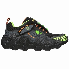Skechers Skecho-O-Saurus Lights Sneakers Black Lime Kids Light-Up Shoes on sale