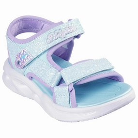 Skechers Sola Glow Sandal Light Blue Lavender Kids Light-Up Shoes on sale