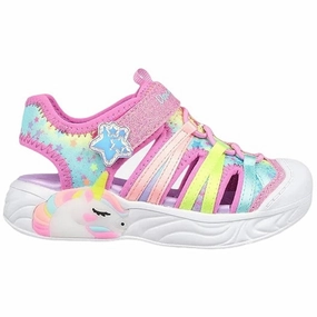 Skechers Unicorn Dreams Explorer Sandals Pink Multicolor Kids Light-Up Shoes on sale