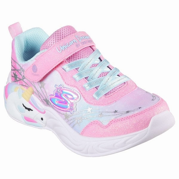 Skechers Unicorn Dreams Ombre Print & Star Shoe Pink Turquoise Kids Velcro Sneakers discount