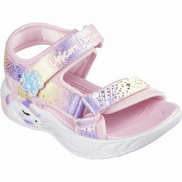 Skechers Unicorn Dreams Sandal Light Pink Multi Kids Light-Up Shoes on sale