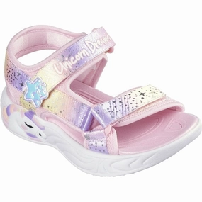Skechers Unicorn Dreams Sandal Light Pink Multi Kids Light-Up Shoes on sale