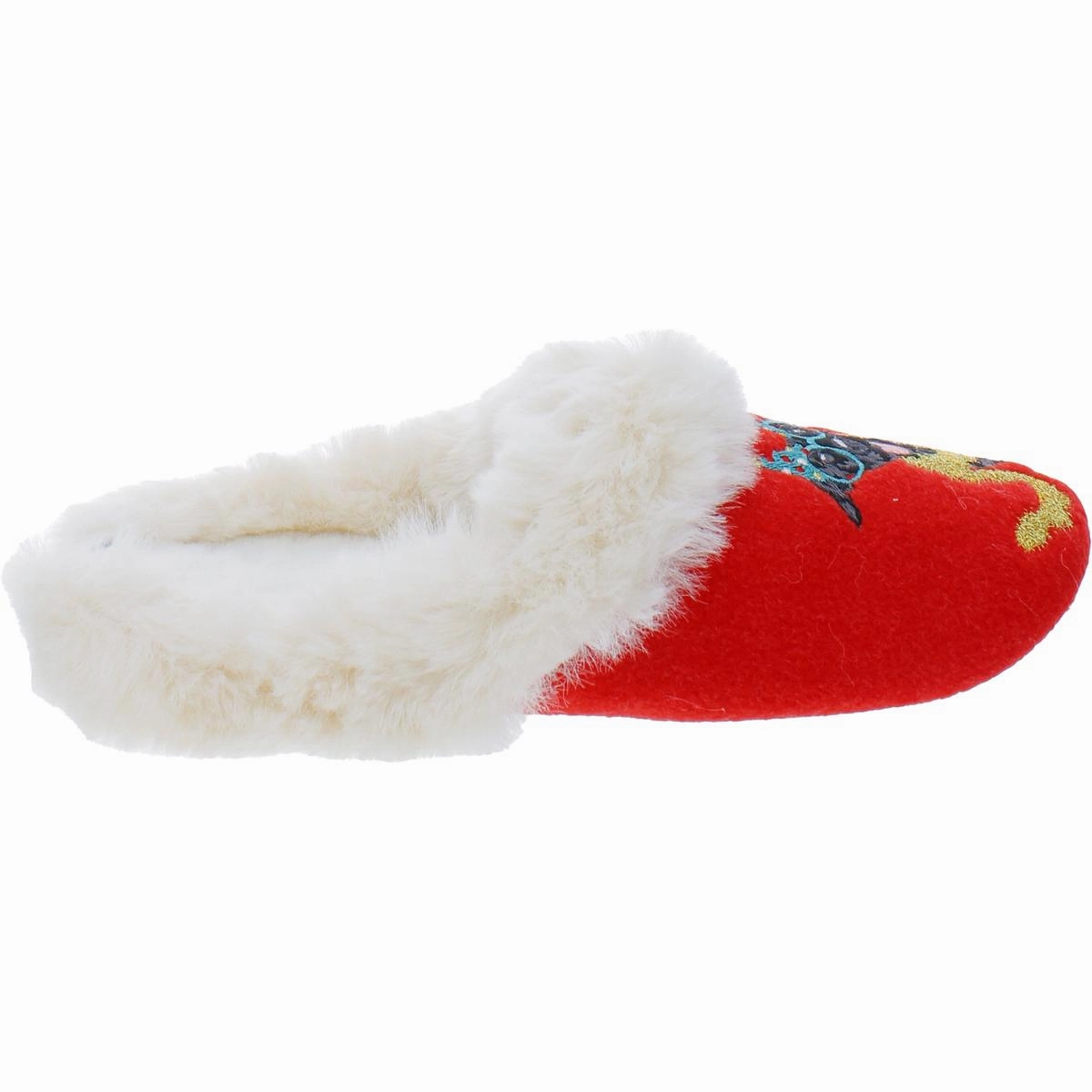 Slippet Luxe Womens Fleece Lining Felt Applique Scuff Slippers