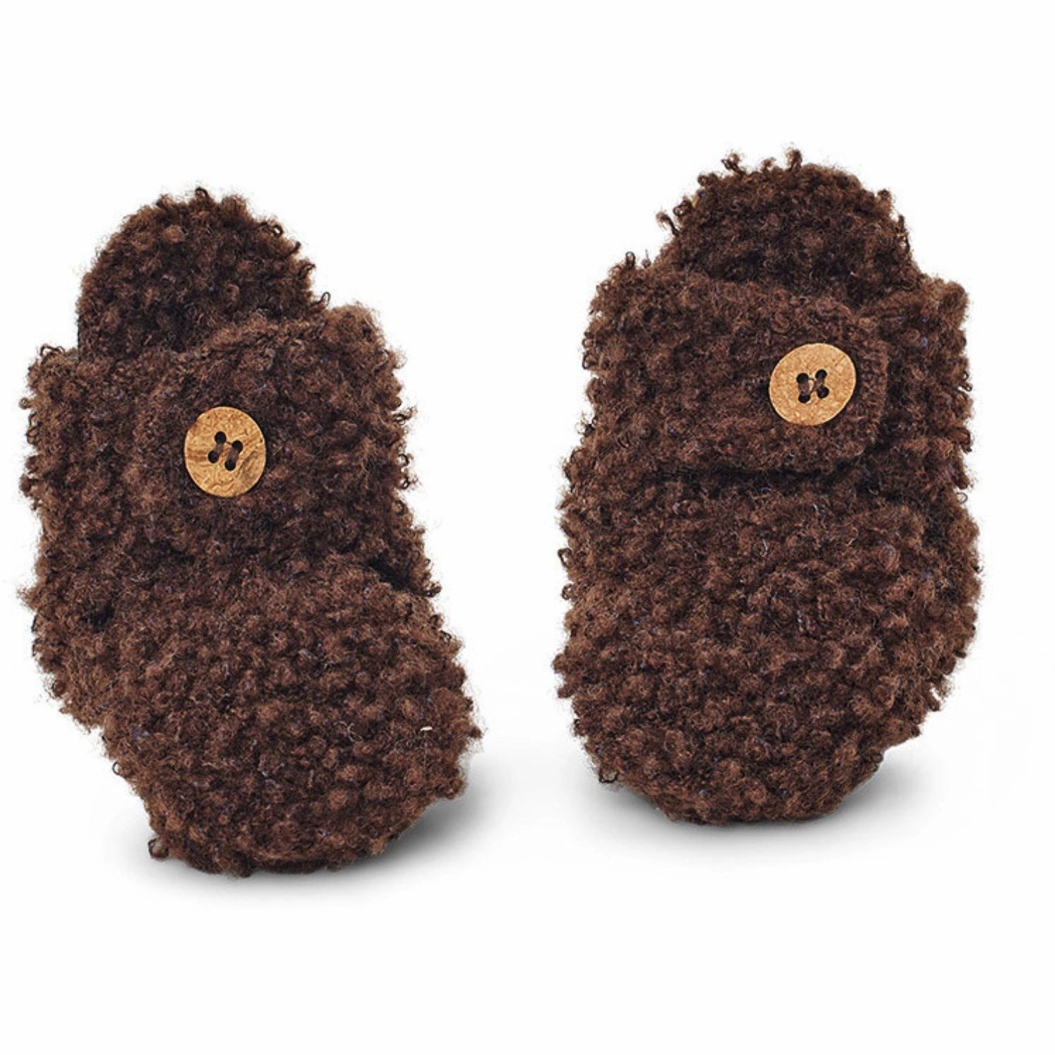 Smallstuff Brown Booties Boucl Merino Wool Wool Slippers Kids clearance