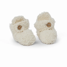 Smallstuff Off White Booties Boucl Merino Wool Wool Slippers Kids clearance