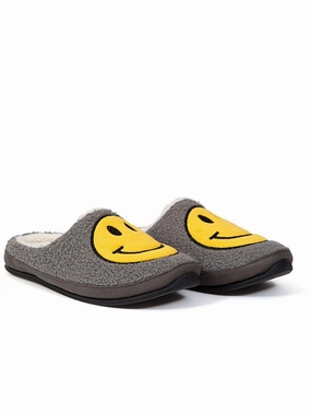Smiley Mens Faux Fur Outdoor Slide Slippers Mens Slippers clearance sale