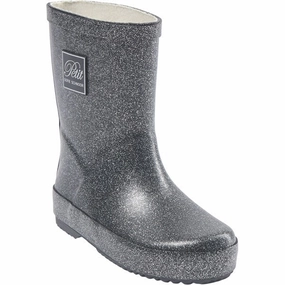 Sofie Schnoor Gummistvler Black w Silver Kids Rain Boots with free shipping