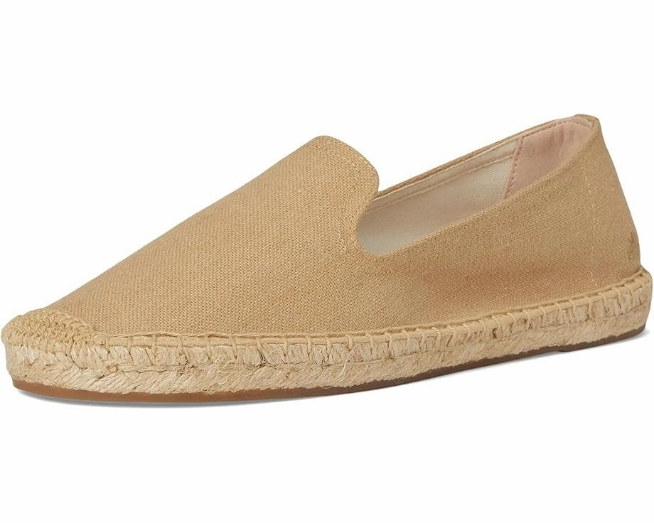 Soludos Smoking Slipper Womens US 8 Cafe Taupe Cotton Espadrille Slip-On ZOGG153