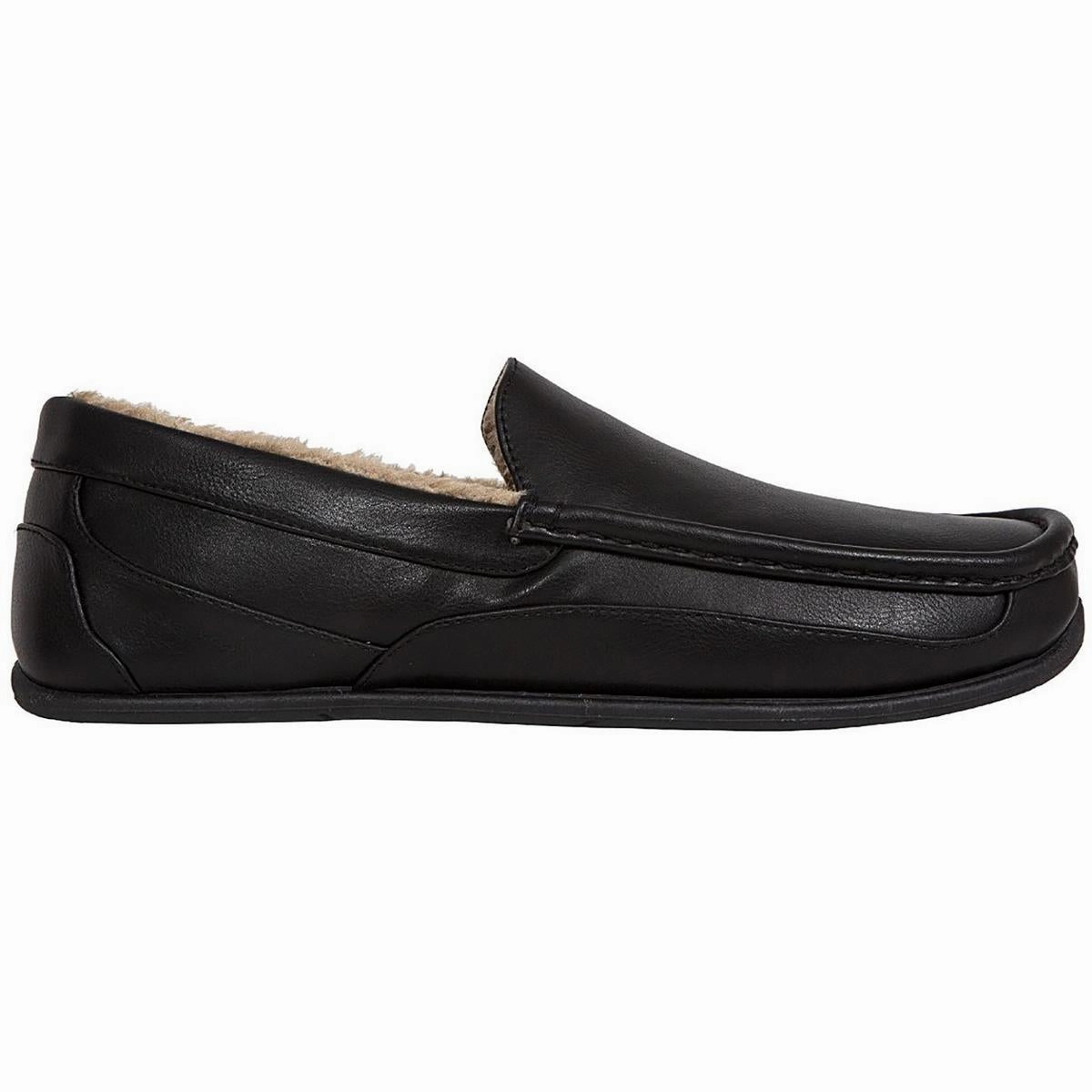 Spun Mens Comfort Insole Faux Fur Lined Loafer Slippers