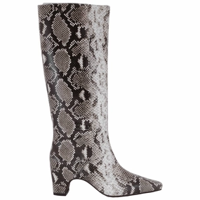 St Agni Python Print Leather High Boots Discount Stylish Womens Boots
