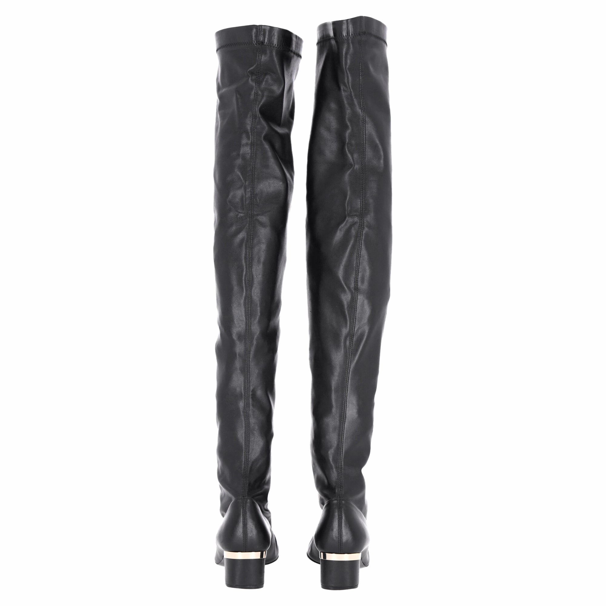 Stella Mccartney Over The Knee Heeled Boots in Black Leather
