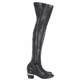 Stella Mccartney Over The Knee Heeled Boots in Black Leather Womens Casual Boots clearance