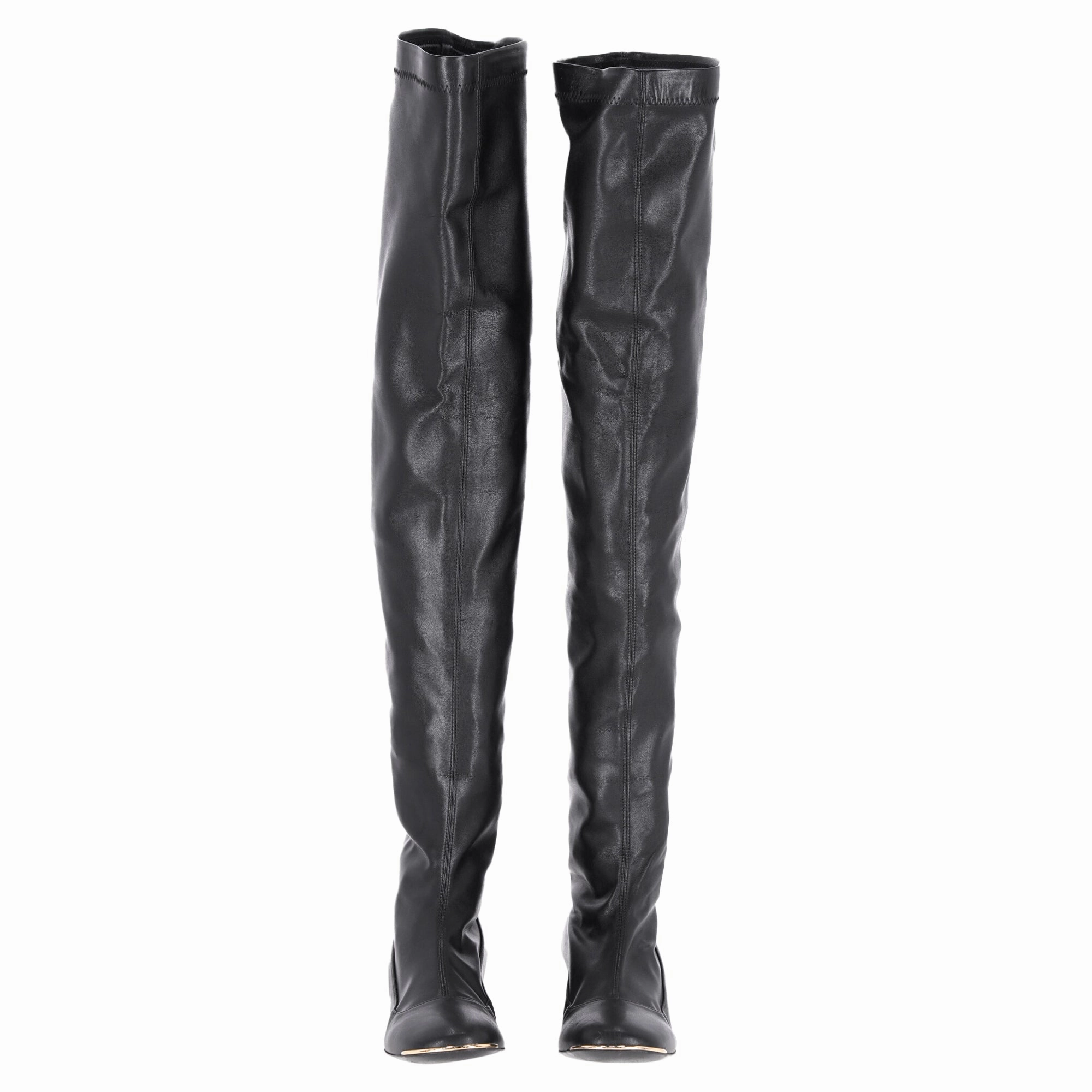 Stella Mccartney Over The Knee Heeled Boots in Black Leather