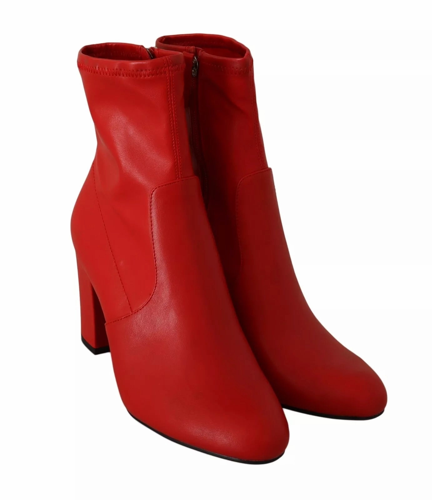 Steve Madden Leather Block Heels Ankle Boots Women's Shoes (Pre-Owned)