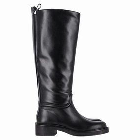 Stuart Weitzman Celia Riding Boots in Black Leather Promo on Womens Fashionable Boots