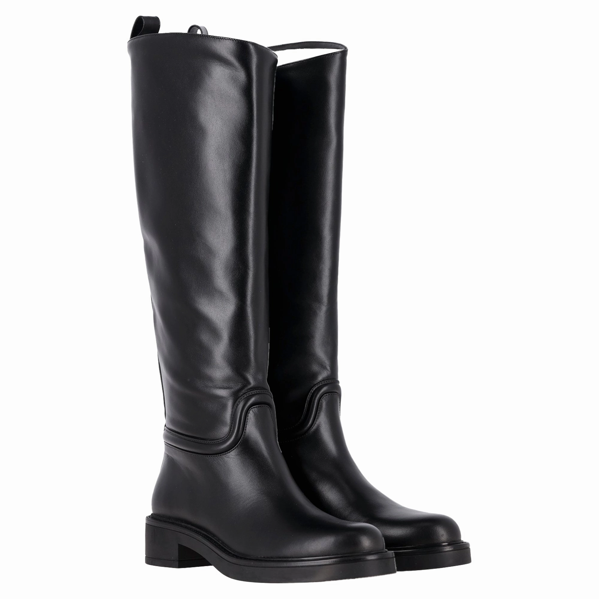 Stuart Weitzman Celia Riding Boots in Black Leather