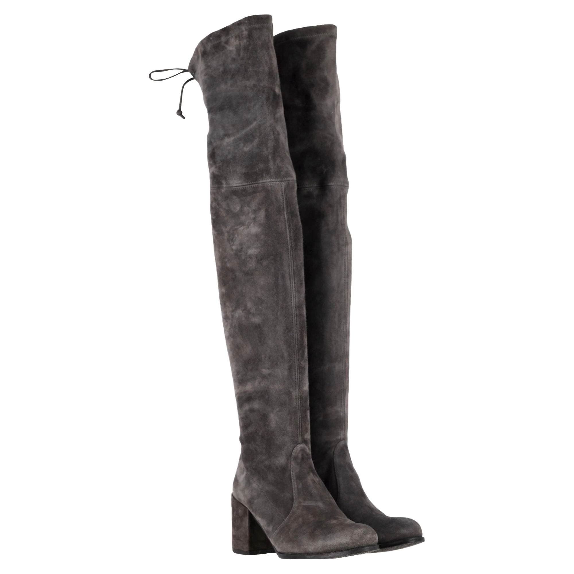 Stuart Weitzman Genna Over The Knee Boots in Grey Suede