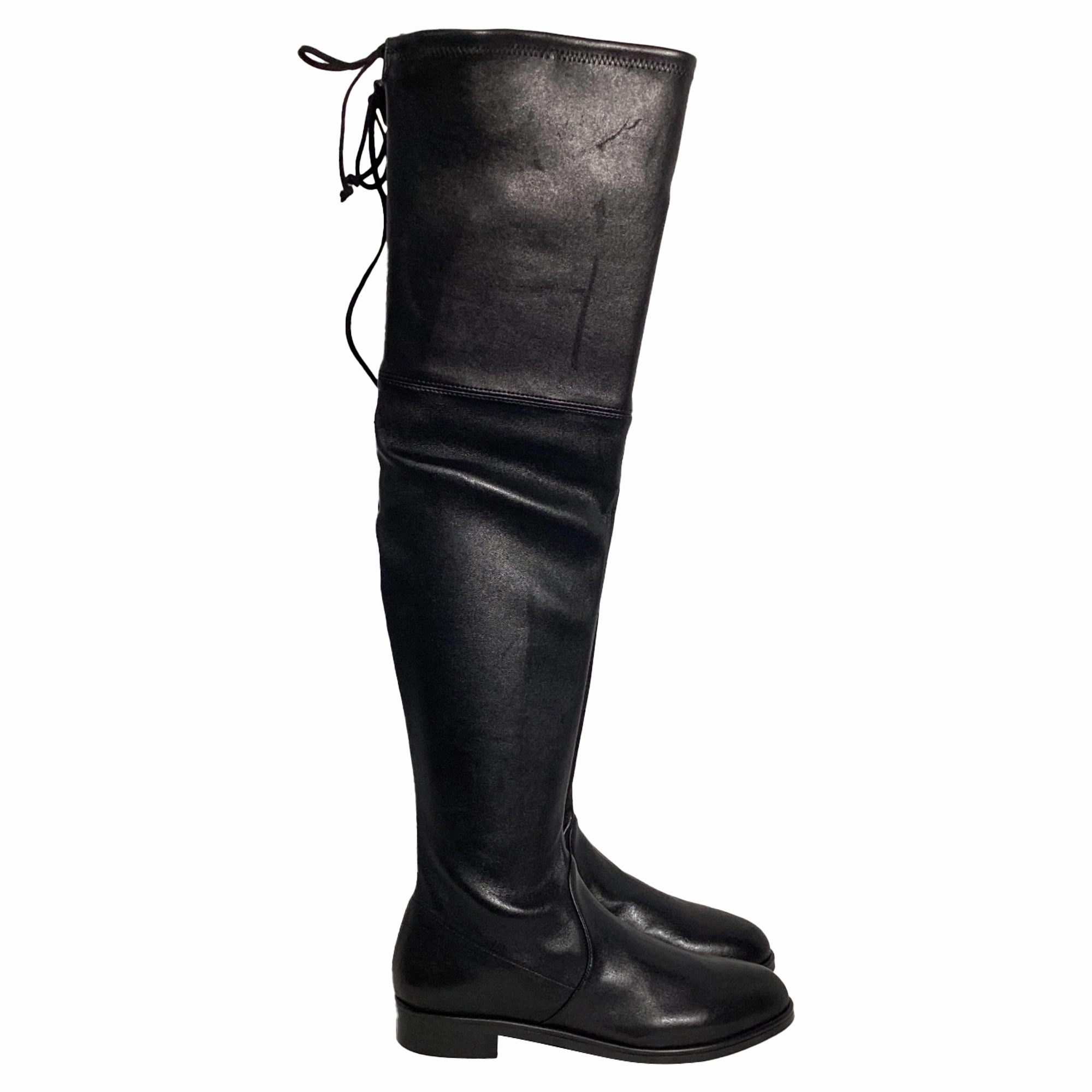 Stuart Weitzman Lowland Over-The-Knee Boots in Black Leather High-quality Womens Boots discount