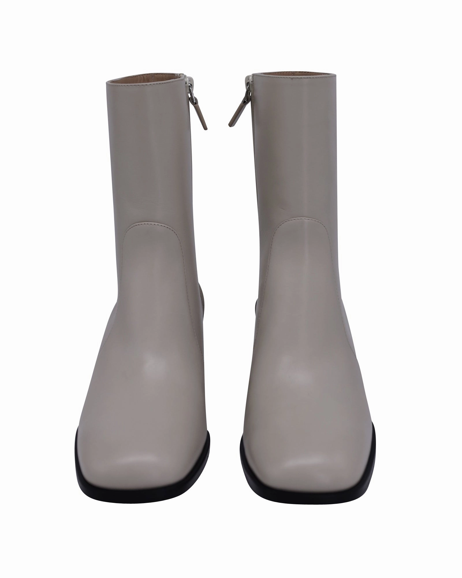 Stuart Weitzman Nola Zipped Booties in Cream Leather