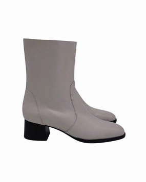 Stuart Weitzman Nola Zipped Booties in Cream Leather Womens Boots clearance deals