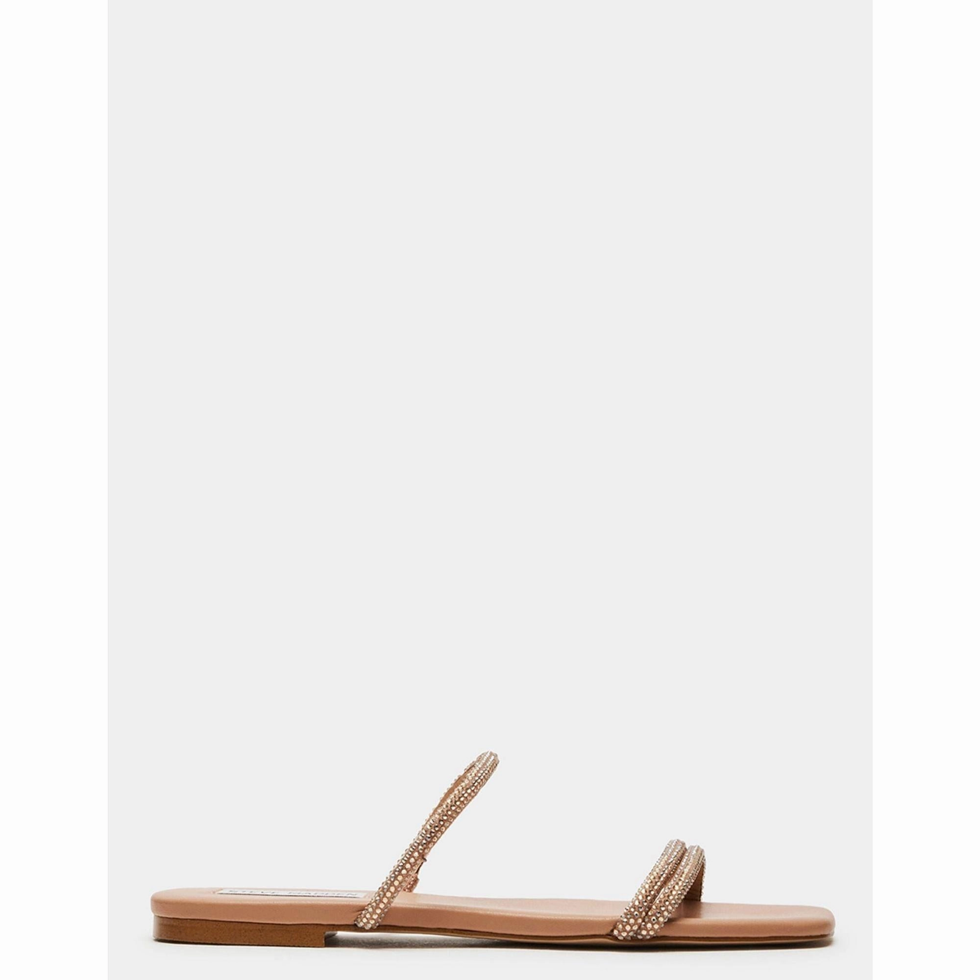 Tahiti Womens Rhinestone Faux Leather Slide Sandals